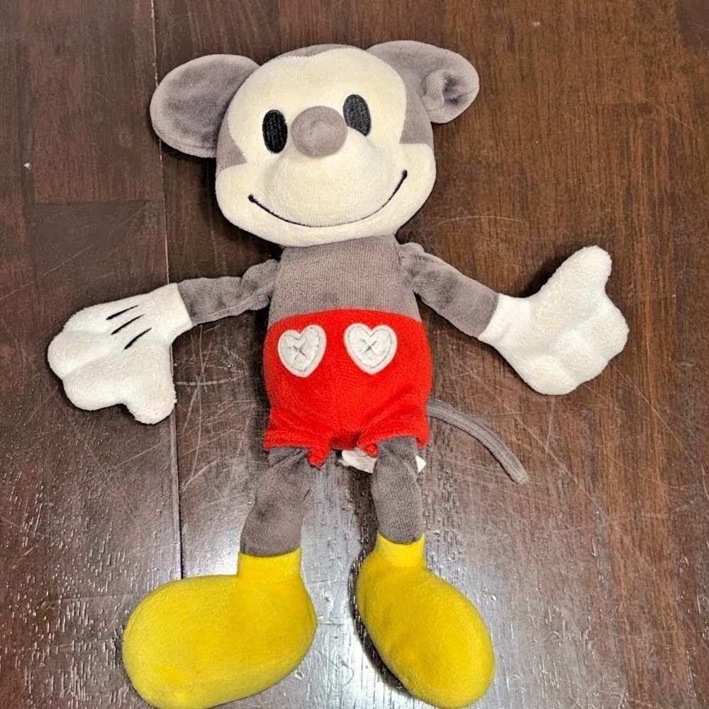 Hallmark Mickey Mouse-Inspired Plush‎ Toy 16" Gray Red Yellow Vintage Style Doll